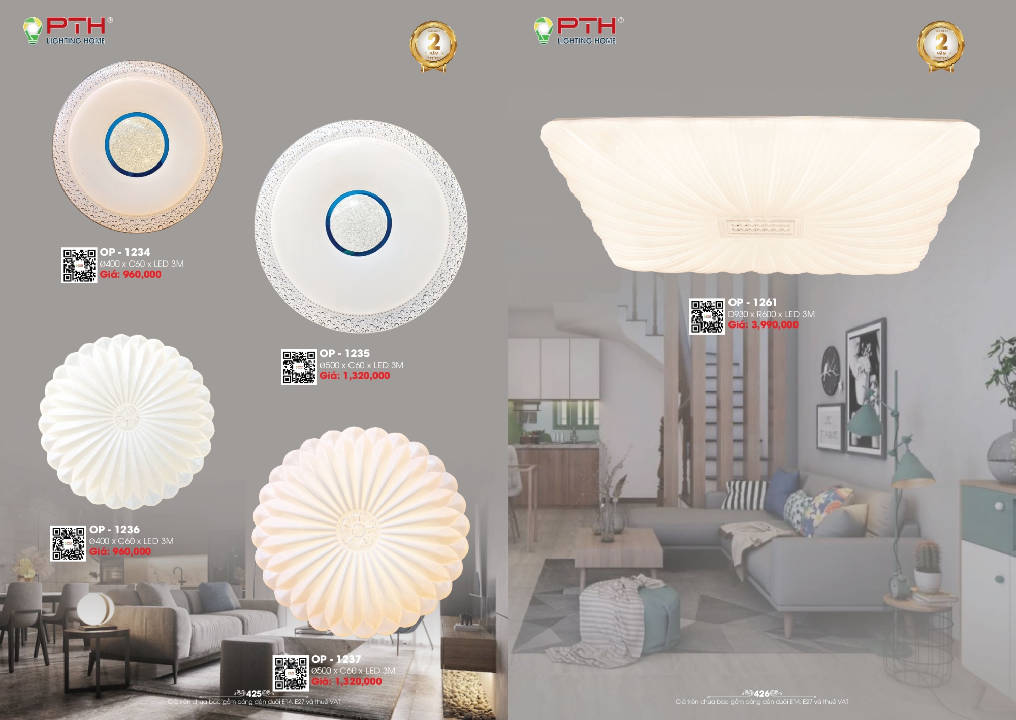 Bảng giá đèn trang trí PTH Lighting Home 2026